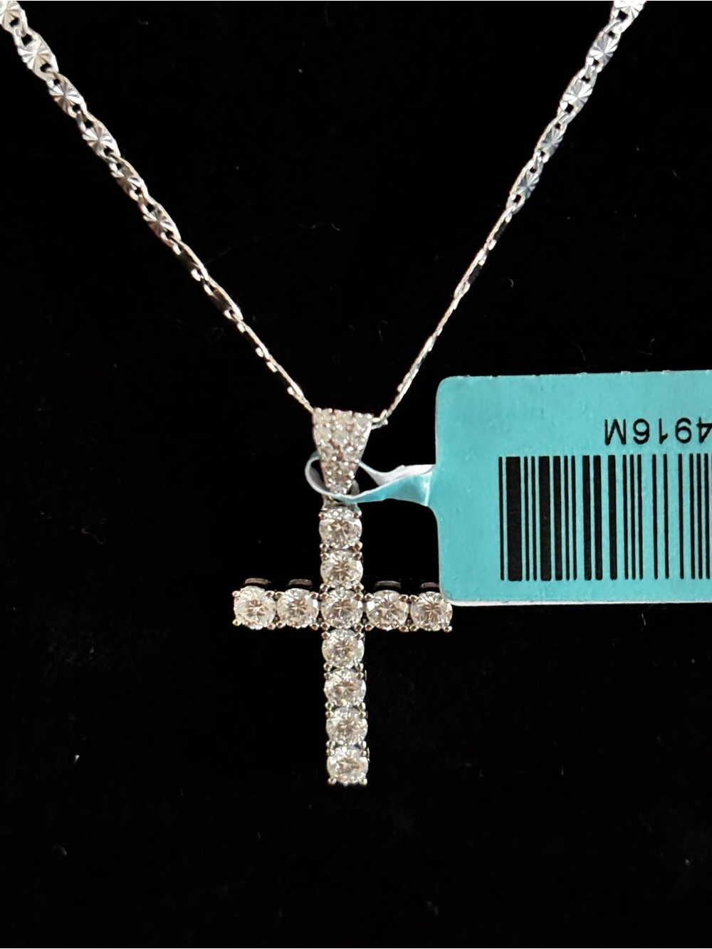 Silver Moissonite Cross Pendant Necklace